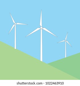 windmills on the hill- vector illustration