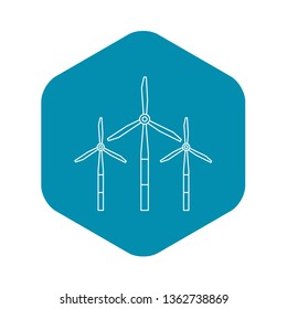 Windmills for renewable electric energy production icon. Outline illustration of windmills for renewable electric energy production vector icon for web