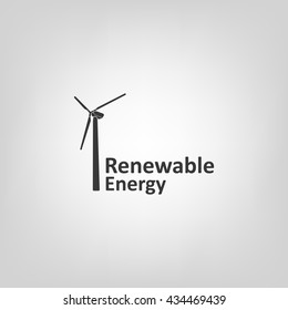 Windmills For Renewable Energy. Logo Design Concept. Creative Sign Template. Renewable Energy Symbol. Vector Illustration