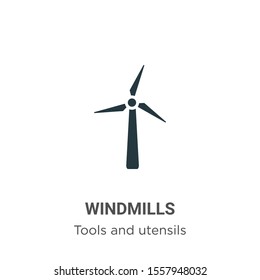 Windmills vector icon on white background. Flat vector windmills icon symbol sign from modern tools and utensils collection for mobile concept and web apps design.