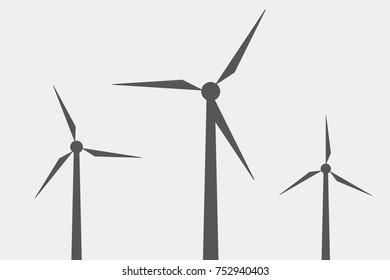 windmills, wind power source, flat vector illustration, vector illustration flat, pattern, silhouette