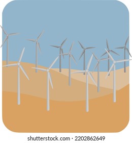 Windmills, wind turbines vector illustration, Green energy icon, sustainable development, ecology