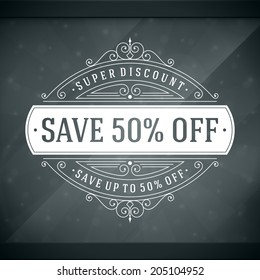 Window advertising decals graphics. Vector design elements set. Discount sale sign. 