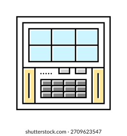 Icono de color de la unidad del acondicionador de aire de la ventana. Vector de la unidad del acondicionador de aire de la ventana
