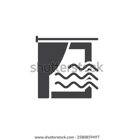A window with airflow lines vector icon. filled flat sign for mobile concept and web design. Natural Ventilation glyph icon. Symbol, logo illustration. Vector graphics