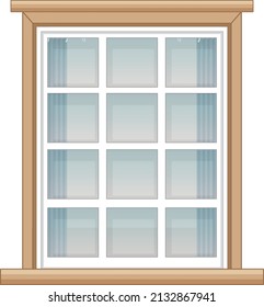 Una ventana para el edificio de departamentos o la ilustración de la fachada de la casa