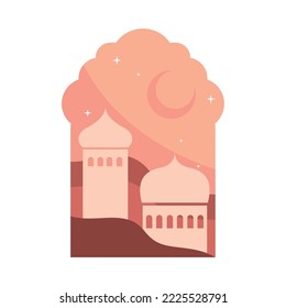window and arab temple icon isolated