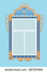 window with architraves, typical of Russian culture 