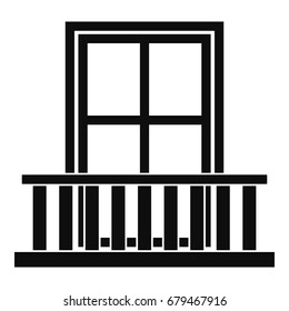 Window with balcony icon. Simple illustration of window with balcony vector icon for web