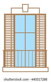 Window with balcony icon. Vector illustration