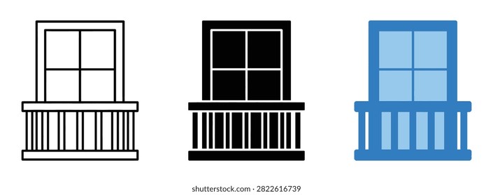 Window and balcony icons for architectural design.