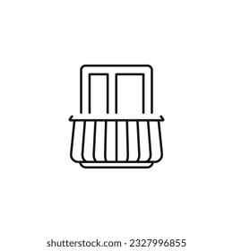 Window with balcony linear icon. Thin line customizable illustration. Contour symbol. Vector isolated outline drawing. Editable stroke