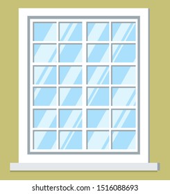 window, big white glass frame interior construction isolated