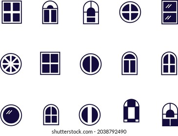 Diseño vectorial de iconos negros de ventana 