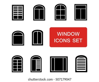 window black isolated icons set for interior production installation home with red signboard accent