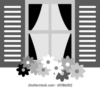 Window Black White Printing Stock Vector (Royalty Free) 69386302