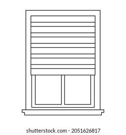 Window blind vector outline icon. Vector illustration jalousie on white background. Isolated outline illustration icon of window blind .
