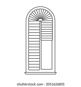Icono de contorno de vector ciego de ventana. La jalousie de la ilustración del vector sobre fondo blanco. Icono de ilustración de contorno aislado de ciego de ventana.