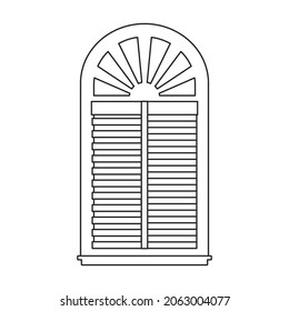 Window blind vector outline icon. Vector illustration jalousie on white background. Isolated outline illustration icon of window blind .