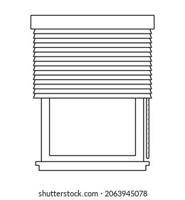 Window blind vector outline icon. Vector illustration jalousie on white background. Isolated outline illustration icon of window blind .