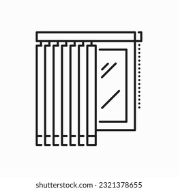 Fensterblinde, vertikale Jalousie isolierte Linie Symbol. Vektor-Sonnenschutz-Schatten, heller und dunkler Schutzvorhang, Fensterblindjalousie