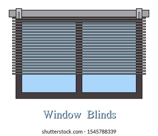 Window blinds are horizontal classical in modern design. Vector illustration isolated.