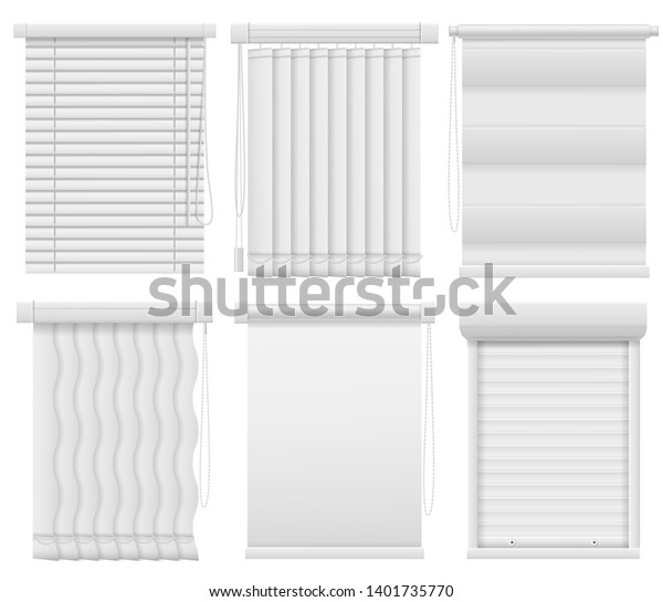 Window Blinds Horizontal Vertical Closed Open Stock Vector