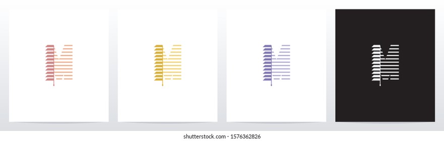 Window Blinds Letter Logo Design M