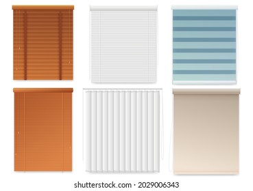 Window blinds or shutters template, realistic set.