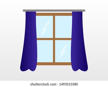 window with blue curtains for a good interior design