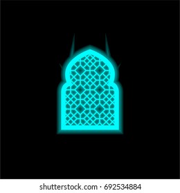 window blue glowing neon ui ux icon. Glowing sign logo vector