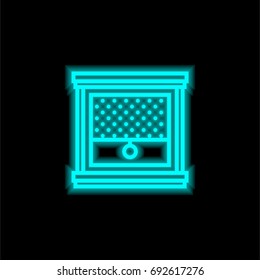 Window blue glowing neon ui ux icon. Glowing sign logo vector