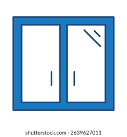 Window Blue Line Editable Stroke Icon. Real Estate, Building, House, Home, Property Vector Illustration