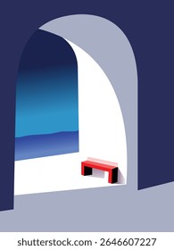 Ventana al mar azul