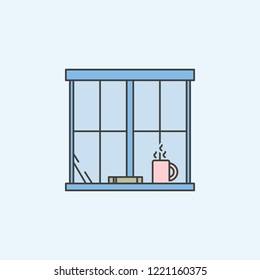 window with books icon. Element of house hold icon for mobile concept and web apps. Colored window with books icon can be used for web and mobile