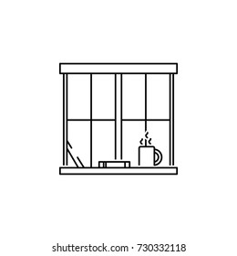 window with books icon on white background