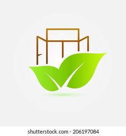 Window bright eco icon - vector green ecology symbol