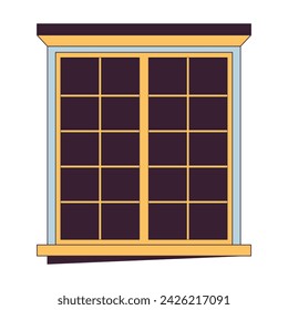 Objeto de dibujos animados lineal 2D exterior de edificio de ventanas. Estructura residencial. Ventana de cristal aislada de la línea del elemento vector del fondo blanco. Ilustración de punto plano de color de marco moderno de arquitectura