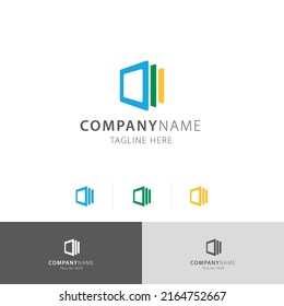 window building square logo premium