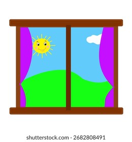 window cartoon clipart element useful for story creation and printable