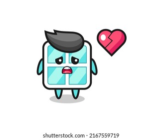 window cartoon illustration is broken heart , cute style design for t shirt, sticker, logo element