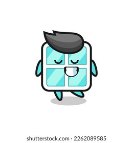ilustración de dibujos animados en ventanas con una expresión tímida, diseño de estilo bonito para camiseta, pegatina, elemento logotipo