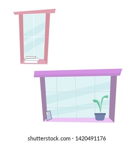 Window at cartoon style. Vector flat illustration