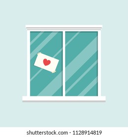 window cartoon vector. heart vector. Heart window. wallpaper.