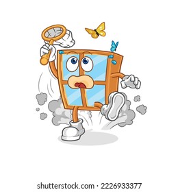 la ilustración de mariposa de captura de ventana. vector de caracteres