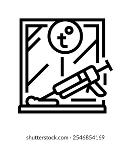 window caulking sealing home line icon vector. window caulking sealing home sign. isolated contour symbol black illustration