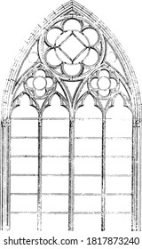 Window of the chapels of the choir of Notre-Dame in Paris, 1320, From the Dictionary of Word and Things, 1888.