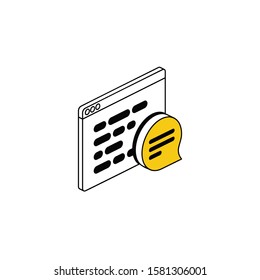 Window chat bubble. Vector line, 3d stroke isometric, color web icon, new flat style. Creative illustration design, abstract idea for infographics.