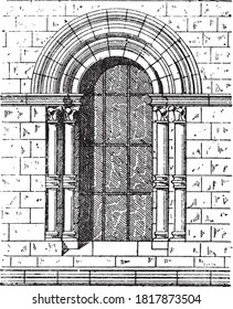 Window of the church of Berzy-le-sec (Aisne) XII century, From the Dictionary of Word and Things, 1888.