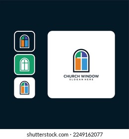 window with church logo design